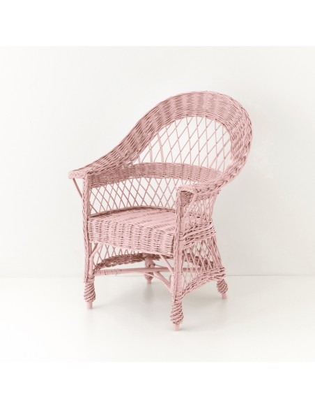 Fauteuil  en osierTom laqué rose