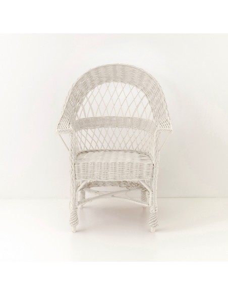 Fauteuil  en osierTom laqué blanc vu de face