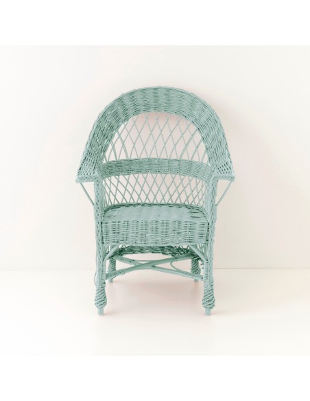 Fauteuil  en osierTom laqué céladon vu de face