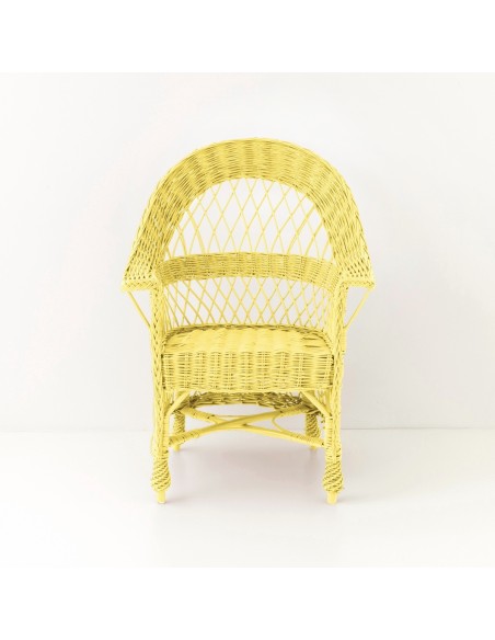 Fauteuil  en osierTom laqué jaune vu de face