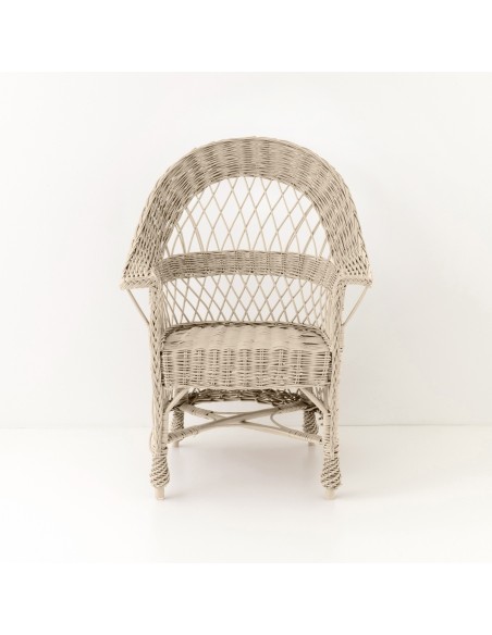 Fauteuil  en osierTom laqué lin vu de face