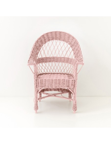 Fauteuil  en osierTom laqué rose vu de face