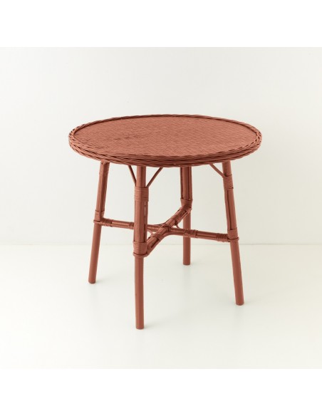 Mélina lacquered wicker table with woven top