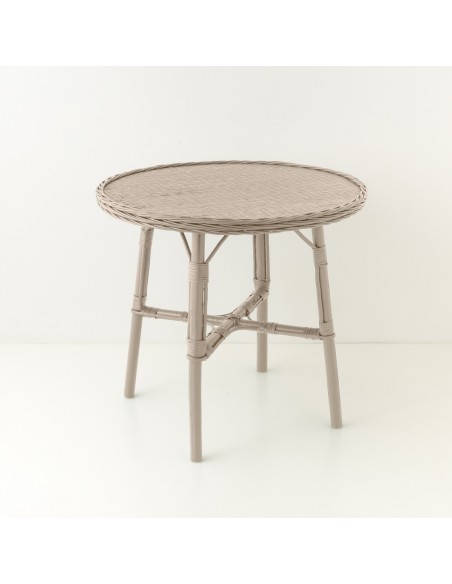 Mélina lacquered wicker table with woven top