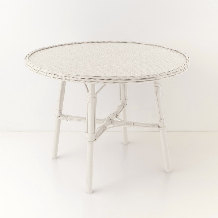 Table de repas en osier diamètre 100 Mélanie laquée blanc