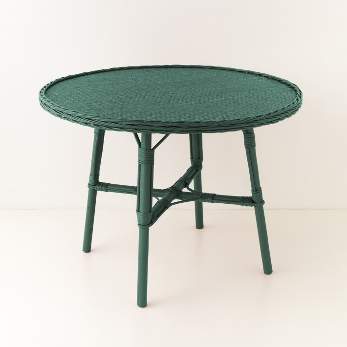 Table de repas en osier diamètre 100 Mélanie laquée vert sapin