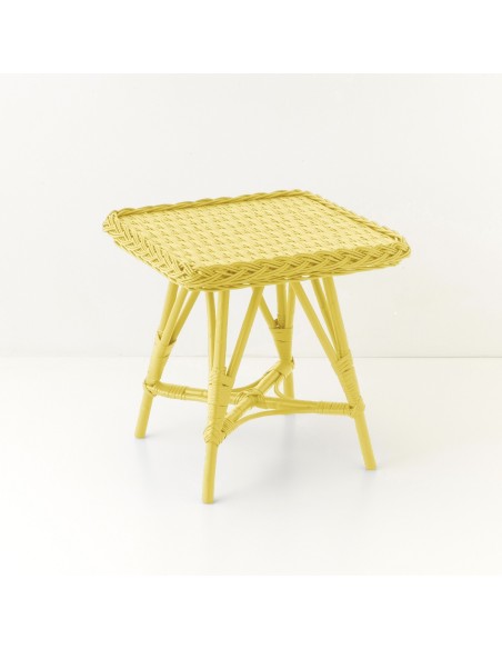 Chevet en osier Mélina laqué jaune