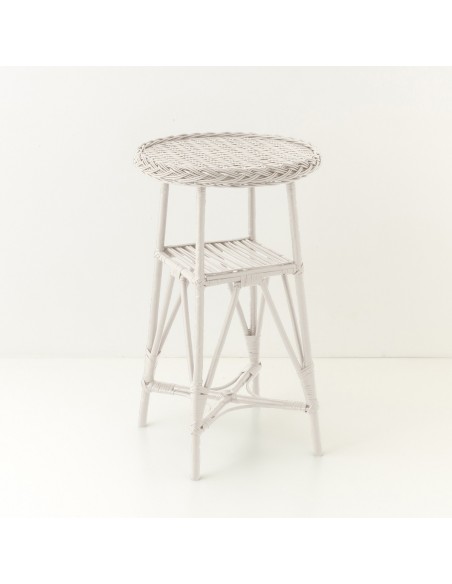 Mélina lacquered wicker pedestal table with woven top