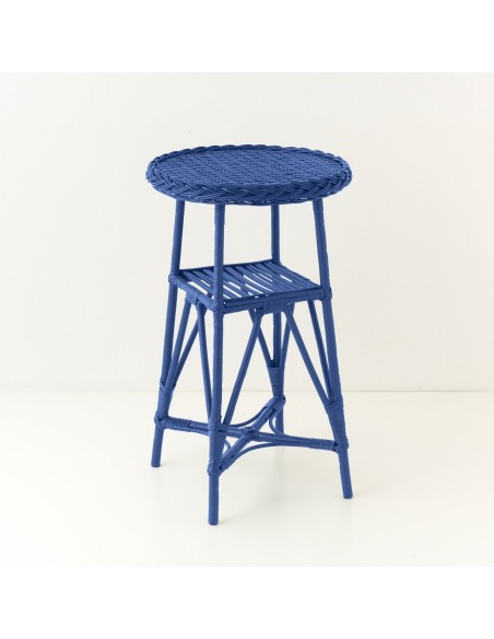 Mélina lacquered wicker pedestal table with woven top