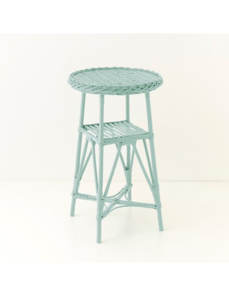 Mélina lacquered wicker pedestal table with woven top