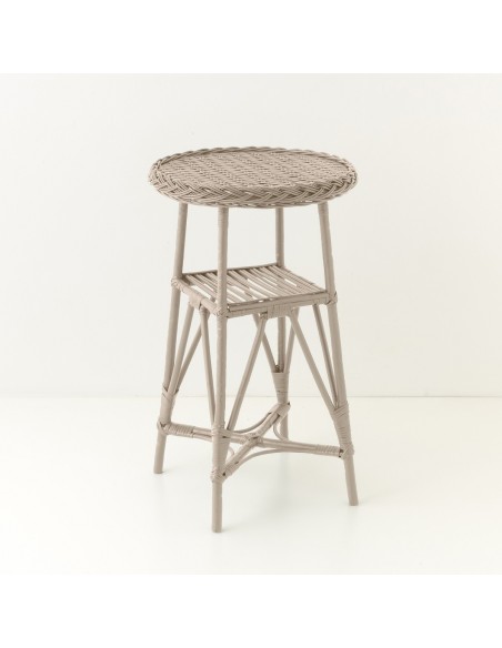 Mélina lacquered wicker pedestal table with woven top