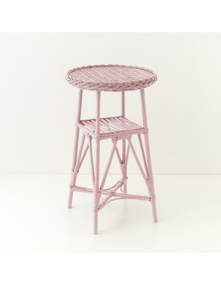 Mélina lacquered wicker pedestal table with woven top