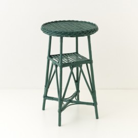 Mélina lacquered wicker pedestal table with woven top