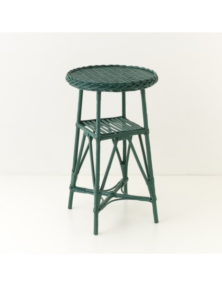 Mélina lacquered wicker pedestal table with woven top