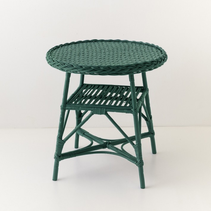 Guéridon en osier Mélina laqué vert sapin