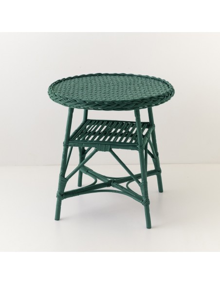 Guéridon en osier Mélina laqué vert sapin