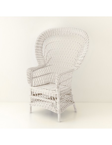 Fauteuil en osier EVENTAIL laqué blanc