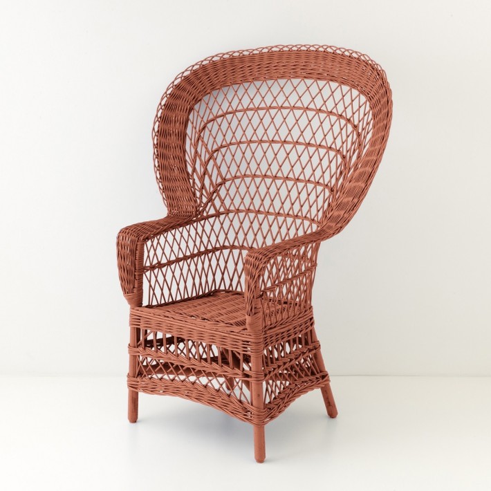 Eventail lacquered wicker armchair
