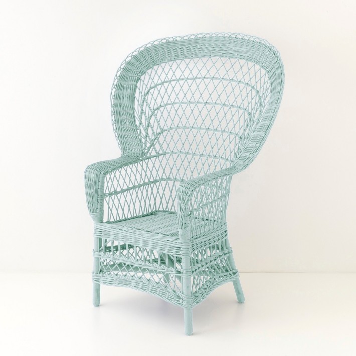 Fauteuil en osier EVENTAIL laqué céladon