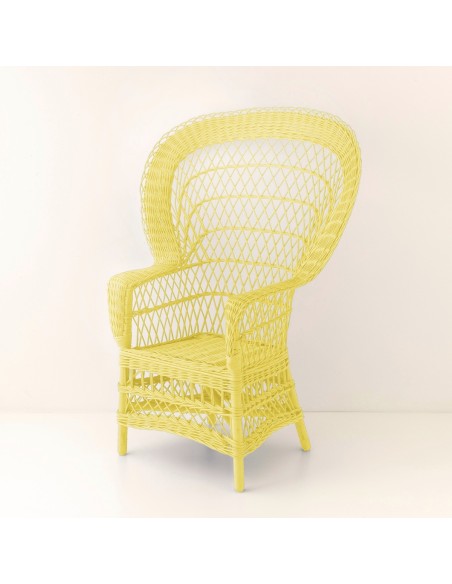 Fauteuil en osier EVENTAIL laqué jaune