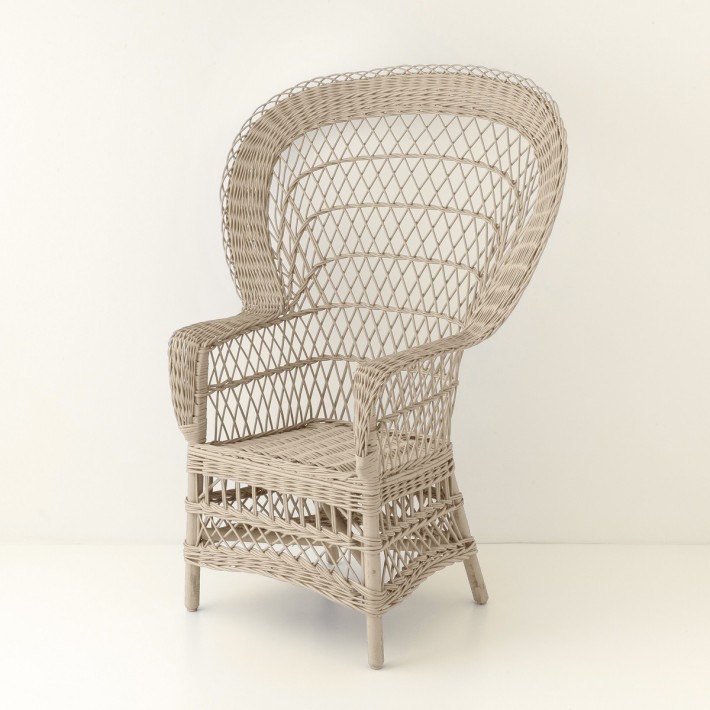 Fauteuil en osier EVENTAIL laqué lin