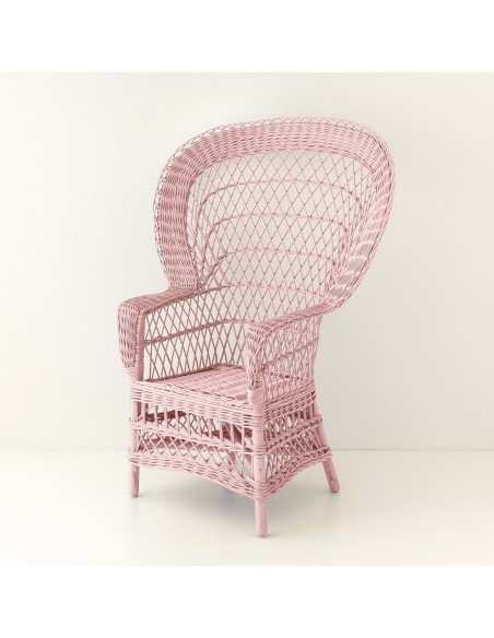 Fauteuil en osier EVENTAIL laqué vieux rose