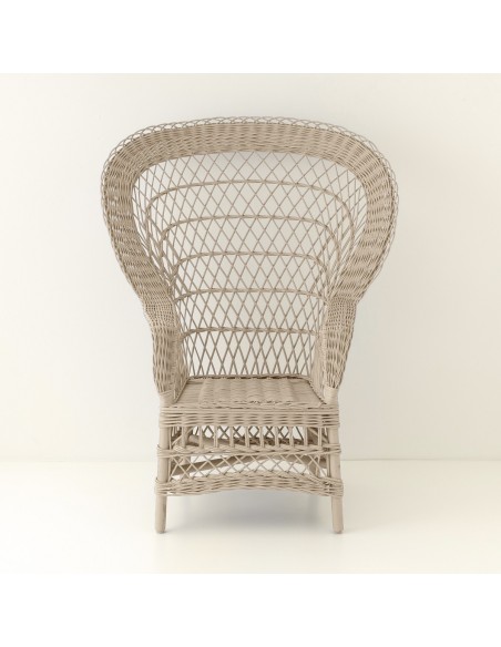 Fauteuil en osier EVENTAIL laqué lin vu de face