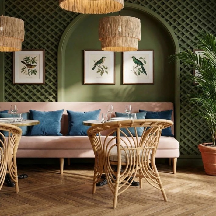 Ambiance restaurant fauteuil en rotin SHANGHAI par KOK Maison