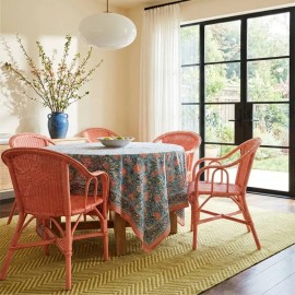 Fauteuil de table en rotin tressé Primavera couleur corail 2