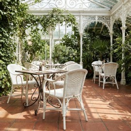 White lacquered woven rattan armchair from the Primavera collection 2