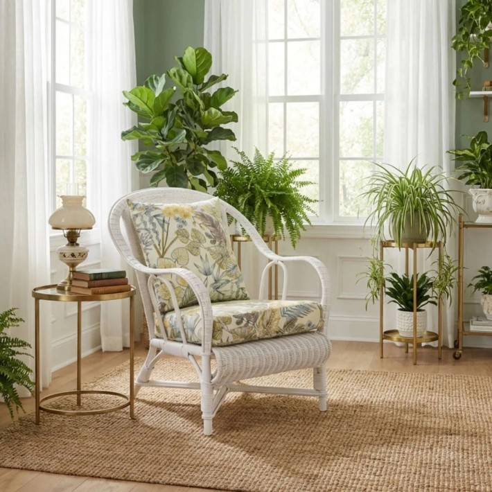 PRIMAVERA collection armchair with an ecru floral fabric cushion