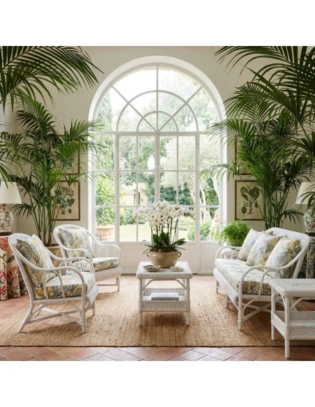 Complete living room set from the PRMAVERA collection in ecru floral bouquet fabric