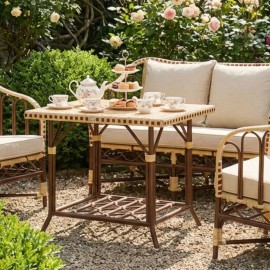 Rectangular garden coffee table from the Belle Epoque collection in woven resin 2