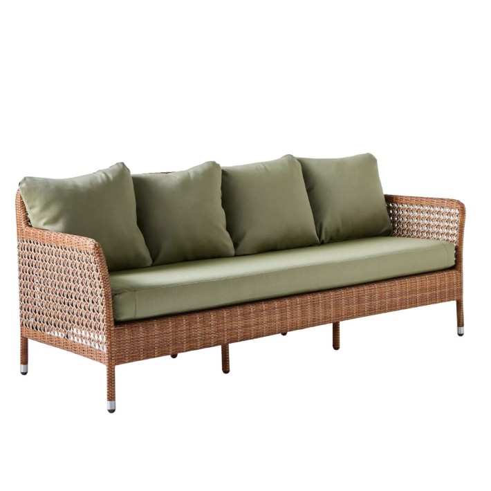 3-seater garden sofa in Antibes resin with Laterite colors