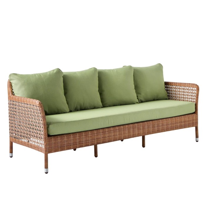 3-seater garden sofa in Antibes resin with Laterite colors