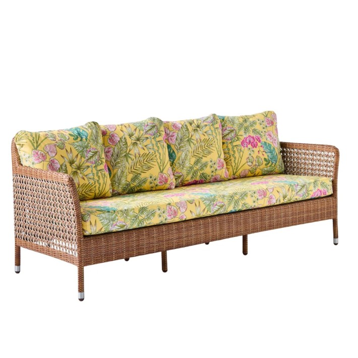 3-seater garden sofa in Antibes resin with Laterite colors