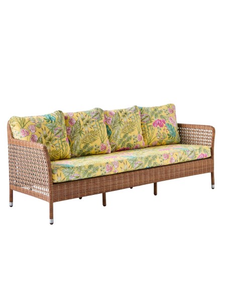 3-seater garden sofa in Antibes resin with Laterite colors