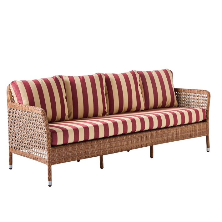 3-seater garden sofa in Antibes resin with Laterite colors