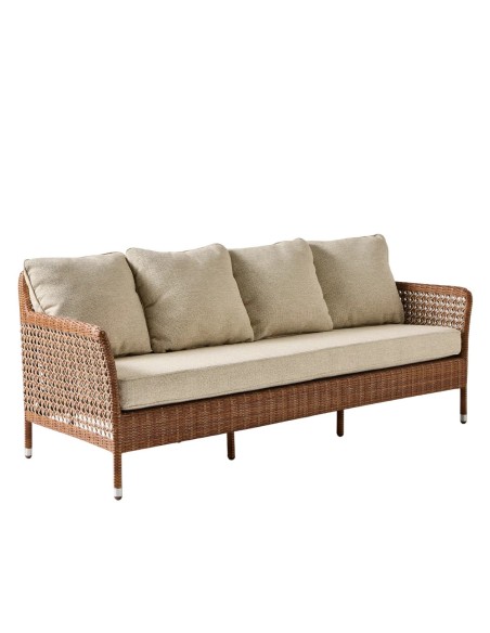 3-seater garden sofa in Antibes resin with Laterite colors