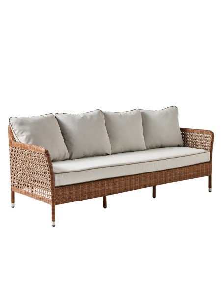 3-seater garden sofa in Antibes resin with Laterite colors
