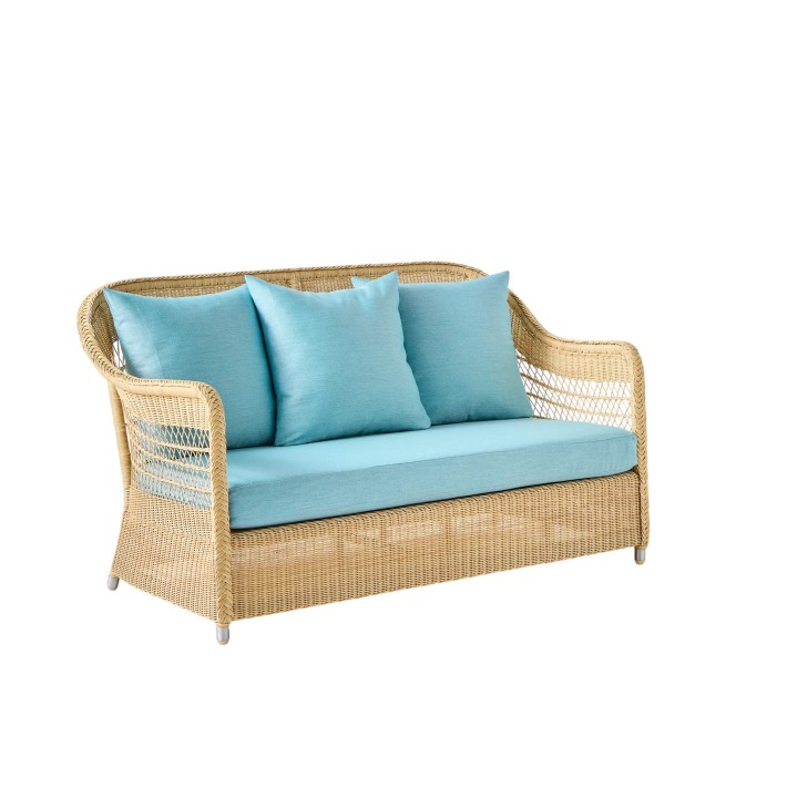 2-seater sofa in BIARRITZ natural-colored resin with choice of fabrics