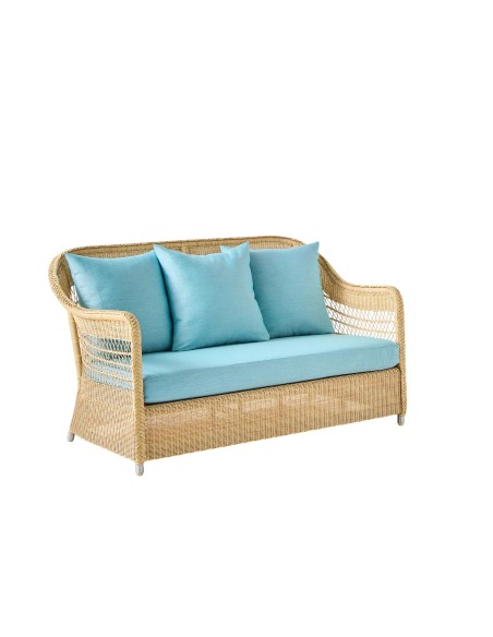 2-seater sofa in BIARRITZ natural-colored resin with choice of fabrics
