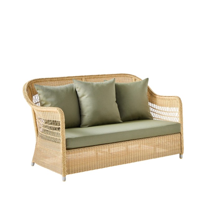 2-seater sofa in BIARRITZ natural-colored resin with choice of fabrics