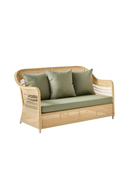 2-seater sofa in BIARRITZ natural-colored resin with choice of fabrics