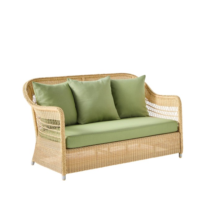 2-seater sofa in BIARRITZ natural-colored resin with choice of fabrics