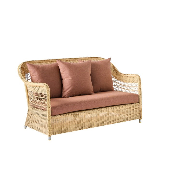 2-seater sofa in BIARRITZ natural-colored resin with choice of fabrics