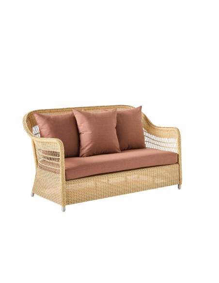 2-seater sofa in BIARRITZ natural-colored resin with choice of fabrics