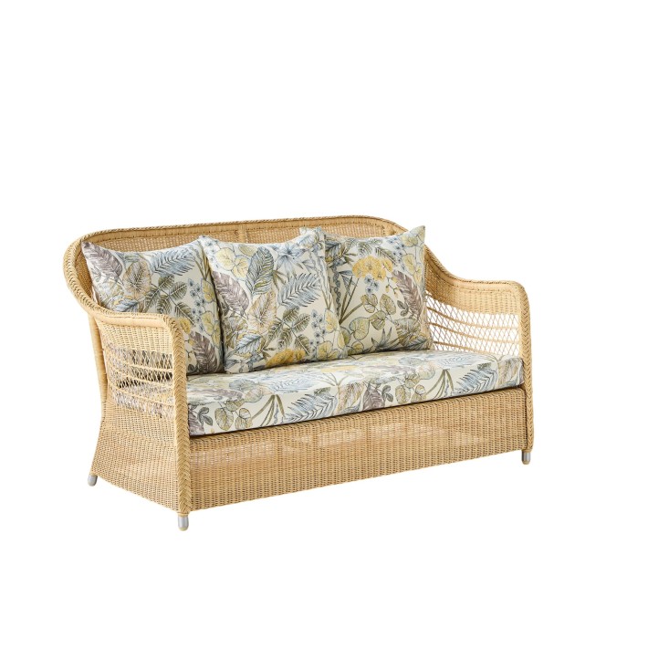 2-seater sofa in BIARRITZ natural-colored resin with choice of fabrics
