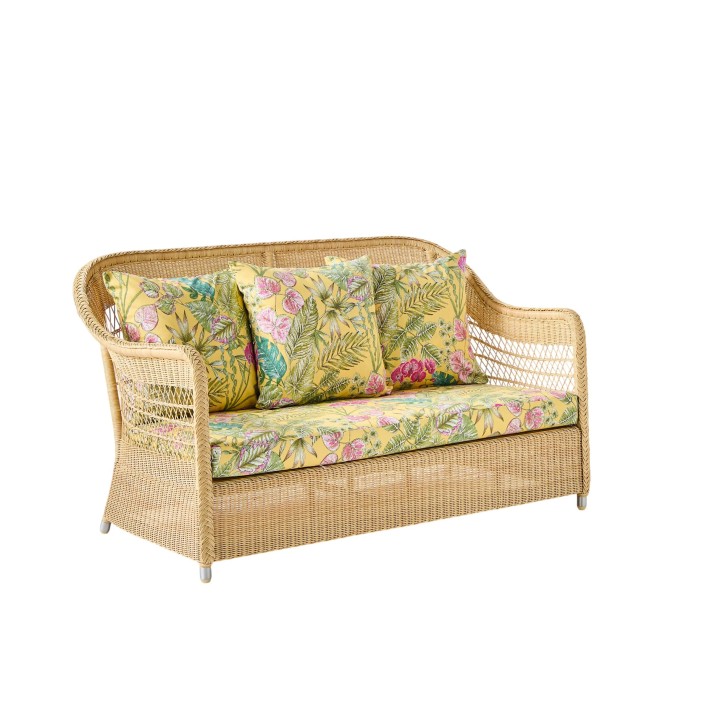 2-seater sofa in BIARRITZ natural-colored resin with choice of fabrics