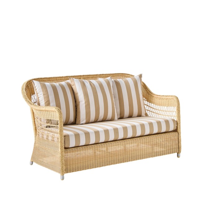 2-seater sofa in BIARRITZ natural-colored resin with choice of fabrics